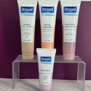 Dermasil Skincare Set Unisex 4pc Acne Cleanser Oatmeal Scrub Night Cream New